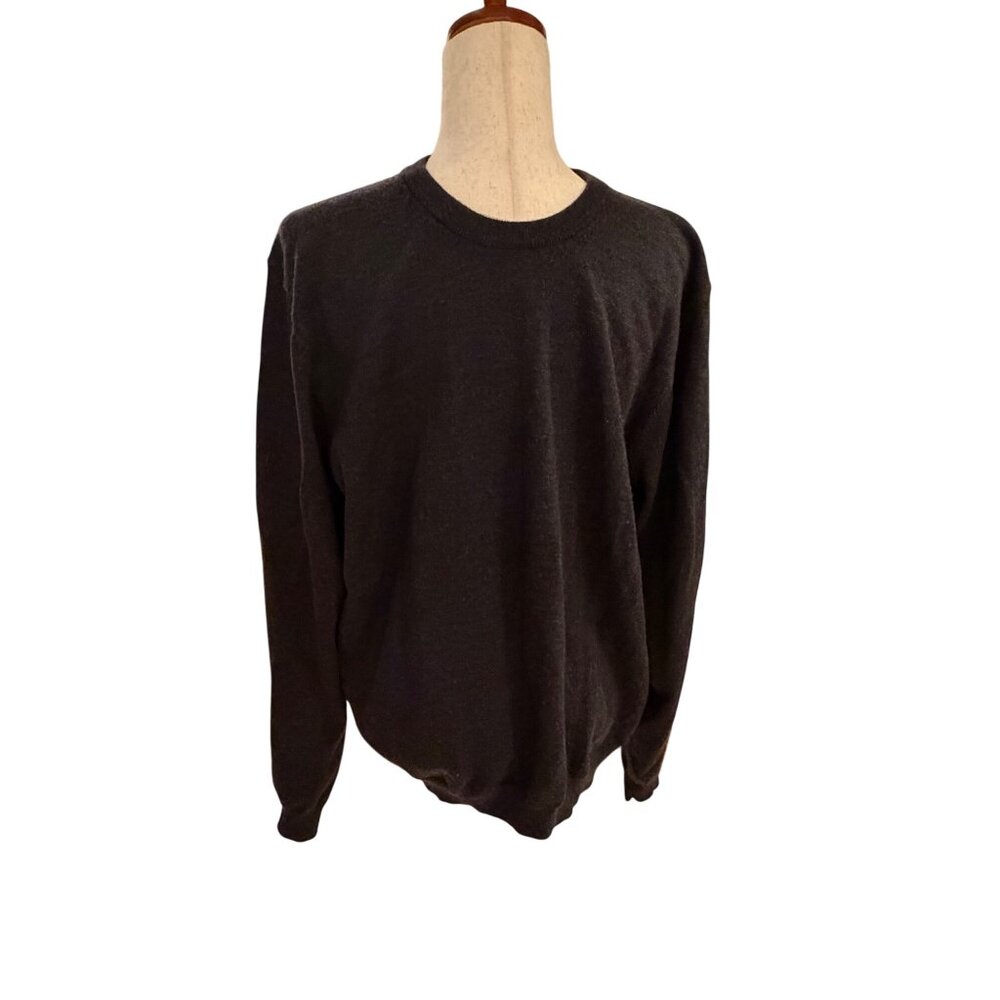 Brooks Brothers Mens Charcoal Gray Merino Wool Blend Stretch Crewneck Sweater L - Picture 1 of 6